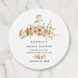 Etiquetas Para Lembrancinhas Beige Wild Flowers Bridal Shower