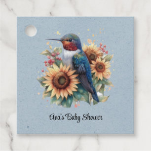 Etiquetas Para Lembrancinhas Beija-flor e Chá de fraldas azul de girassol