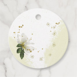 Etiquetas Para Lembrancinhas belo dourado branco floresce verde favorito