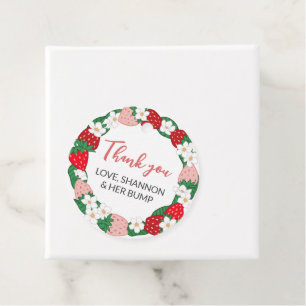 Etiquetas Para Lembrancinhas Berry Sweet Baby Pink Strawberry Wreath Obrigado