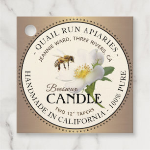 Etiquetas Para Lembrancinhas Beswax Candle Favor Tag Honeybee e Wild Rosa