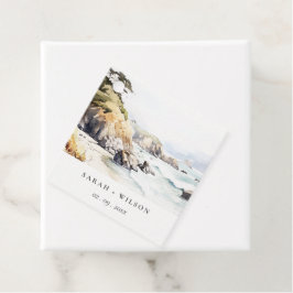 Etiquetas Para Lembrancinhas Big Sur, California Watercolor Landscape Wedding