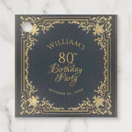 Etiquetas Para Lembrancinhas Blue 80 Birthday Elegant Vintage - Script Dourado