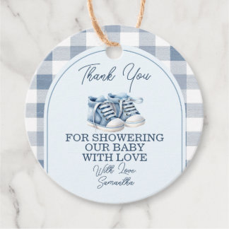 Etiquetas Para Lembrancinhas Blue Baby Shoes Gingham Boy Booties Baby Shower