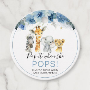 Etiquetas Para Lembrancinhas Blue Boho Floral Safari Chá de fraldas