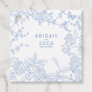 Etiquetas Para Lembrancinhas Blue Chinoiserie Toile de Jouy Data de Salvamento