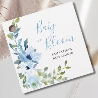 Etiquetas Para Lembrancinhas Blue Floral Boy Baby In Bloom Chá