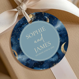 Etiquetas Para Lembrancinhas Blue Gold Elegant Celestial Starry Sky Wedding