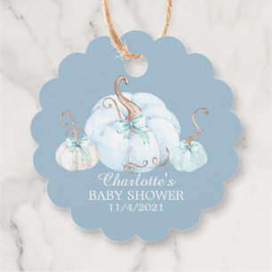 Etiquetas Para Lembrancinhas Blue Little Pumpkin Obrigado Chá de fraldas Favor