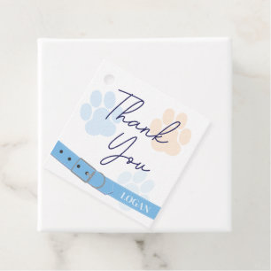 Etiquetas Para Lembrancinhas Blue Orange Dog Paw Imprima Aniversário Obrigado