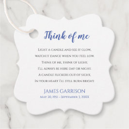 Etiquetas Para Lembrancinhas Blue Think Of Me Celebrando a Vela da Vida