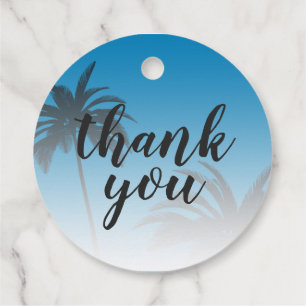 Etiquetas Para Lembrancinhas Blue Tropical Palm Tree Beach Obrigado Casamento