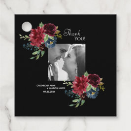 Etiquetas Para Lembrancinhas Blush Burgundy Foto Floral Elegante