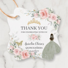 Etiquetas Para Lembrancinhas Blush Floral Sage Quinceanera Verde Dourada 16