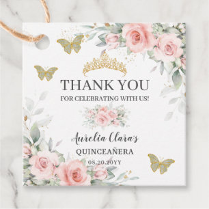 Etiquetas Para Lembrancinhas Blush Floral Sage Quinceanera Verde Dourada 16