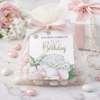 Etiquetas Para Lembrancinhas Blush Rosa Peônia Floral 21º Aniversário 