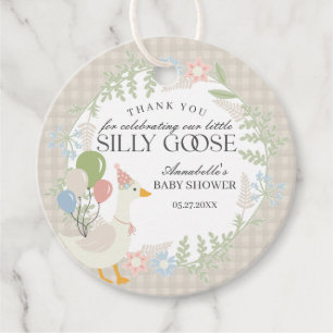 Etiquetas Para Lembrancinhas Bobo Beige Goose Floral Gingham Chá de fraldas