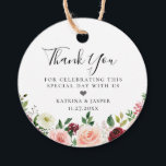 Etiquetas Para Lembrancinhas Boda de Buquê Floral Rosa Velho Borgonha<br><div class="desc">Lindas flores em aquarela e arranjo de folhagens em tons da moda de rosa e borgonha,  etiquetas de agradecimento. A parte de trás da etiqueta apresenta cor vermelha borgonha sólida. Projetado para combinar com nossa Coleção Floral Botânica Rosa Velho Borgonha.</div>