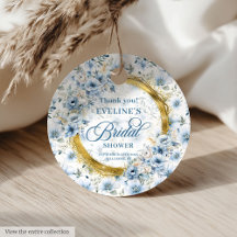 Boêmio Chic Azul Poeira Dourado Floral Chá de Noiv