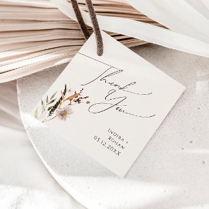 Etiquetas Para Lembrancinhas Boho Autumn Wildflower Beige Obrigado