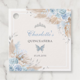 Etiquetas Para Lembrancinhas Boho Blue Silver Quinceanera Miss Quince 15