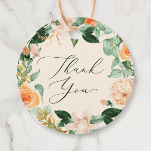 Etiquetas Para Lembrancinhas Boho Botânico Peach Greenery Watercolor Obrigado