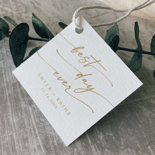 Etiquetas Para Lembrancinhas Boho Chic Dourado e White Best Day