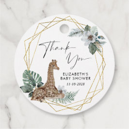Etiquetas Para Lembrancinhas Boho Giraffe Watercolor Chá de fraldas Obrigado