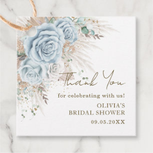 Etiquetas Para Lembrancinhas Boho Grama das Pampas Azul Pastel Floral Chá de Be