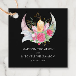 Etiquetas Para Lembrancinhas Boho Moon Crystals Penas Flores Rosa Casamento