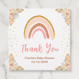 Etiquetas Para Lembrancinhas Boho Rainbow Pink Chá de fraldas Obrigado