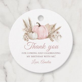 Etiquetas Para Lembrancinhas Boho Rosa Floral Abóbora 1º Aniversário