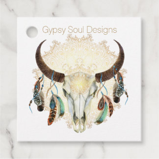 Etiquetas Para Lembrancinhas Boho Skull com Penas