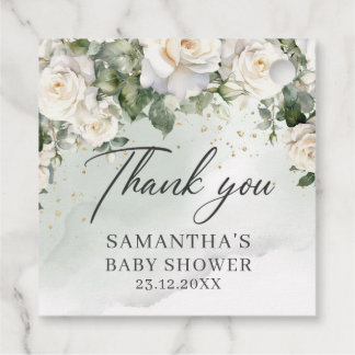 Etiquetas Para Lembrancinhas Boho White Roses Floral chá de fraldas verde Jardi