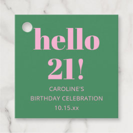 Etiquetas Para Lembrancinhas Bold Bright Modern Retro Pink Green 21st Birthday