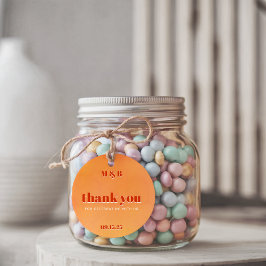 Etiquetas Para Lembrancinhas Bold Chic Orange Sunset Monogram Thank You Wedding