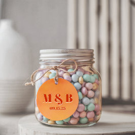 Etiquetas Para Lembrancinhas Bold Orange Watercolor Sunset Monogram Wedding