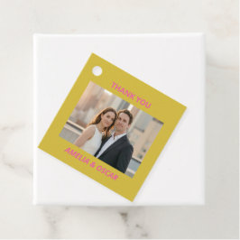 Etiquetas Para Lembrancinhas Bold Pink Yellow Photo Wedding Modern Custom