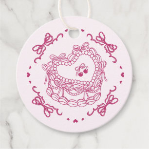 Etiquetas Para Lembrancinhas Bolo Coquette Coração Retro Laço Rosa Despedida de