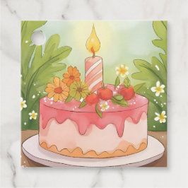 Etiquetas Para Lembrancinhas Bolo de Aniversário Rosa | Desejo de Feliz Anivers