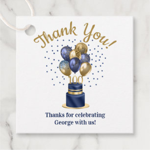 Etiquetas Para Lembrancinhas Bolo de Balão Azul Marinho de Aniversário de 100 a