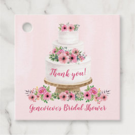 Etiquetas Para Lembrancinhas Bolo de Casamento com Aquarela Rosa, Obrigado