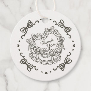 Etiquetas Para Lembrancinhas Bolo de Coquetel Retro Cardíaco com Arco bege - An