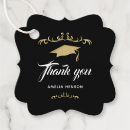 Etiquetas Para Lembrancinhas Boné de formatura de ornamento Dourado Elegante