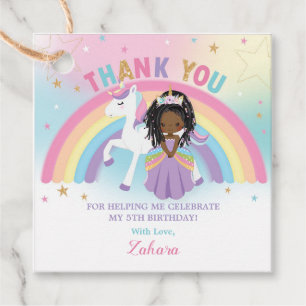 Etiquetas Para Lembrancinhas Bonita Princesa Africana do Unicórnio Aniversário