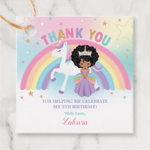 Etiquetas Para Lembrancinhas Bonita Princesa Africana do Unicórnio Aniversário
