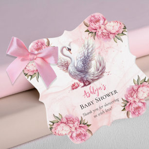 Etiquetas Para Lembrancinhas Bonito Chá de fraldas De Rapariga Floral Rosa-Rosa