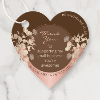 Etiquetas Para Lembrancinhas Bonito Produto Floral Castanho e Rosa Dourado