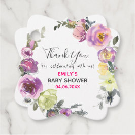 Etiquetas Para Lembrancinhas Bonito Purple Floral Wreath Obrigado Chá de fralda
