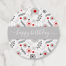 Bonito Vermelho Moderno e Flores de Cinza Aniversá